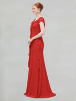 Flowy Ruffle Sheath Bridesmaid Dress 