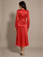 Silk-like Mother of the Bride Dress with Self-Tie Sash 
