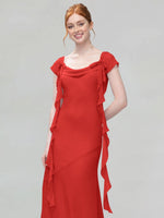 Flowy Ruffle Sheath Bridesmaid Dress 