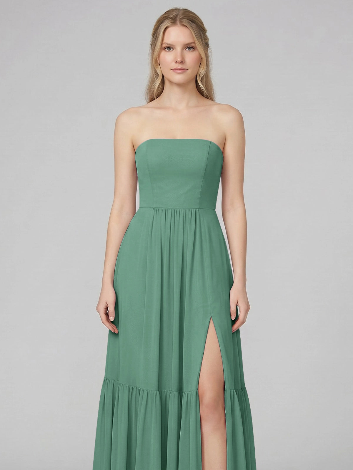Strapless Bridesmaid Dress with Slit 