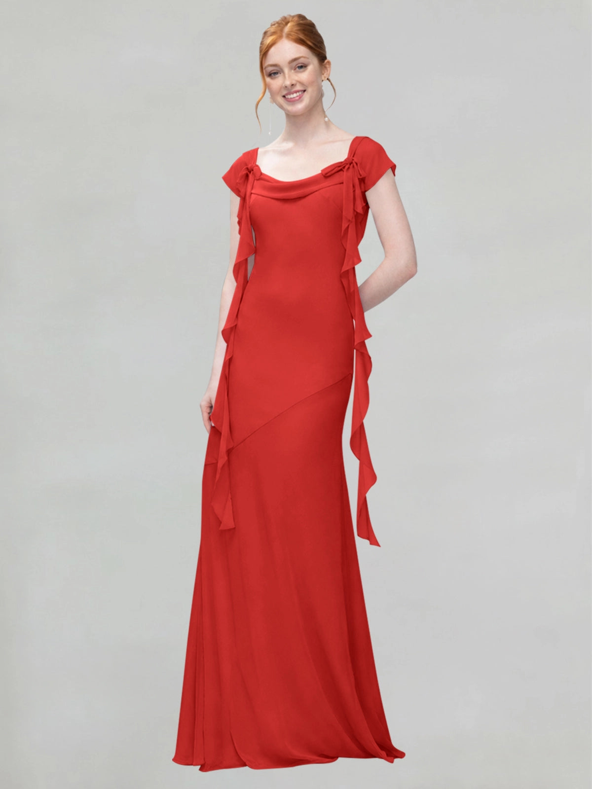 Flowy Ruffle Sheath Bridesmaid Dress 