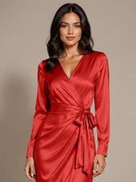 Silk-like Mother of the Bride Dress with Self-Tie Sash 