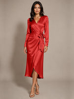 Silk-like Mother of the Bride Dress with Self-Tie Sash 