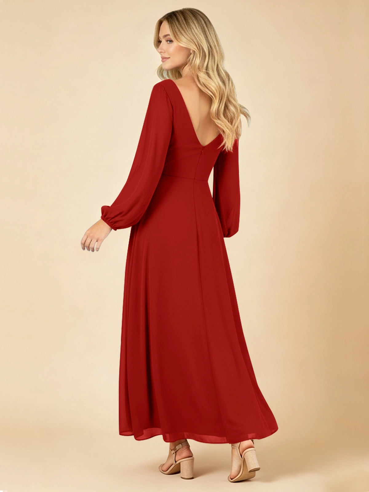 A-line Bridesmaid Dress with Long Sleeves 