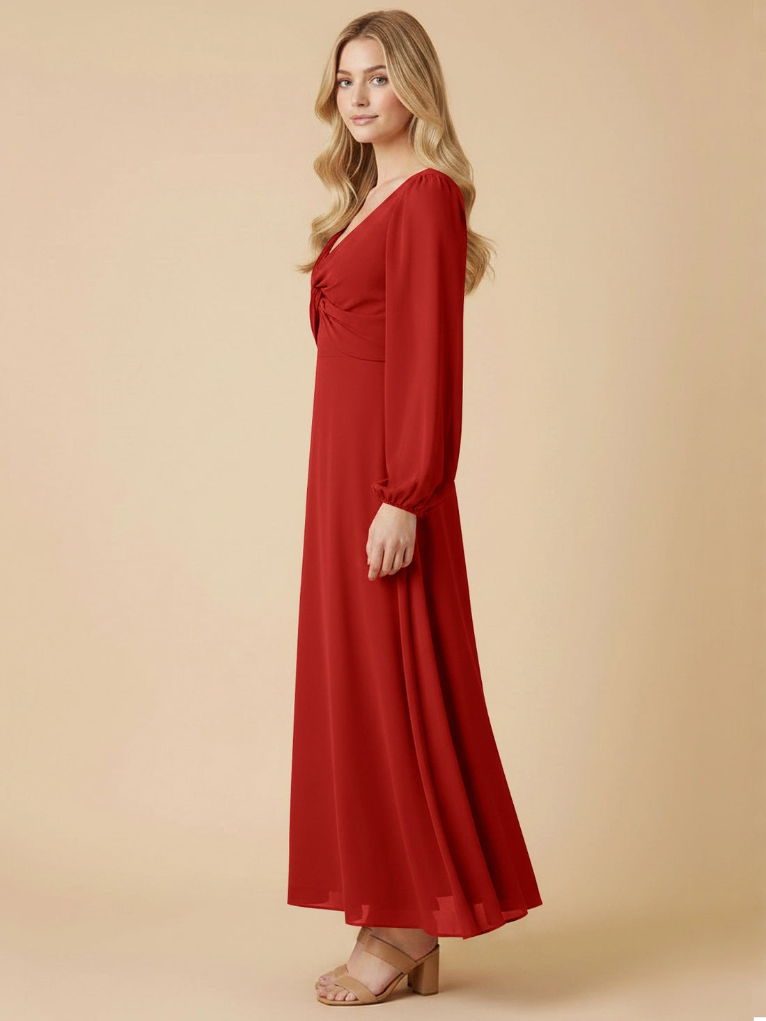 A-line Bridesmaid Dress with Long Sleeves 