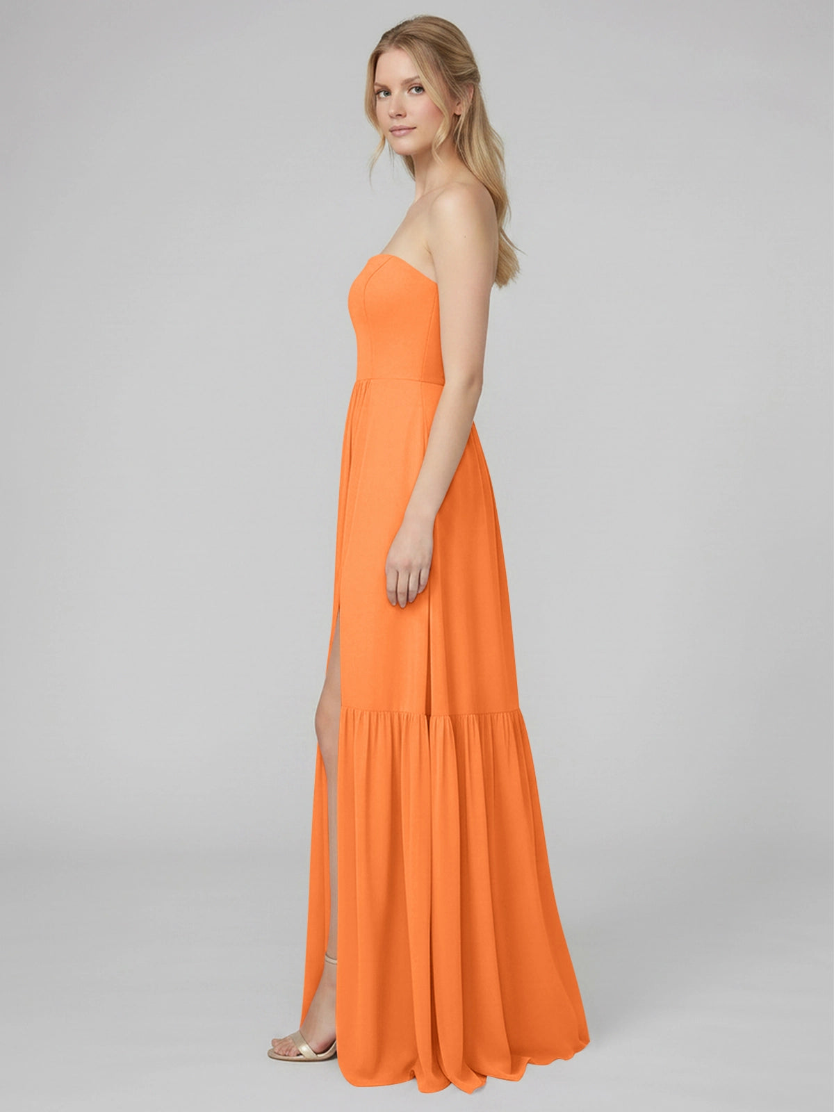 Strapless Bridesmaid Dress with Slit 