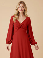 A-line Bridesmaid Dress with Long Sleeves 