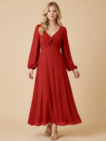 A-line Bridesmaid Dress with Long Sleeves 