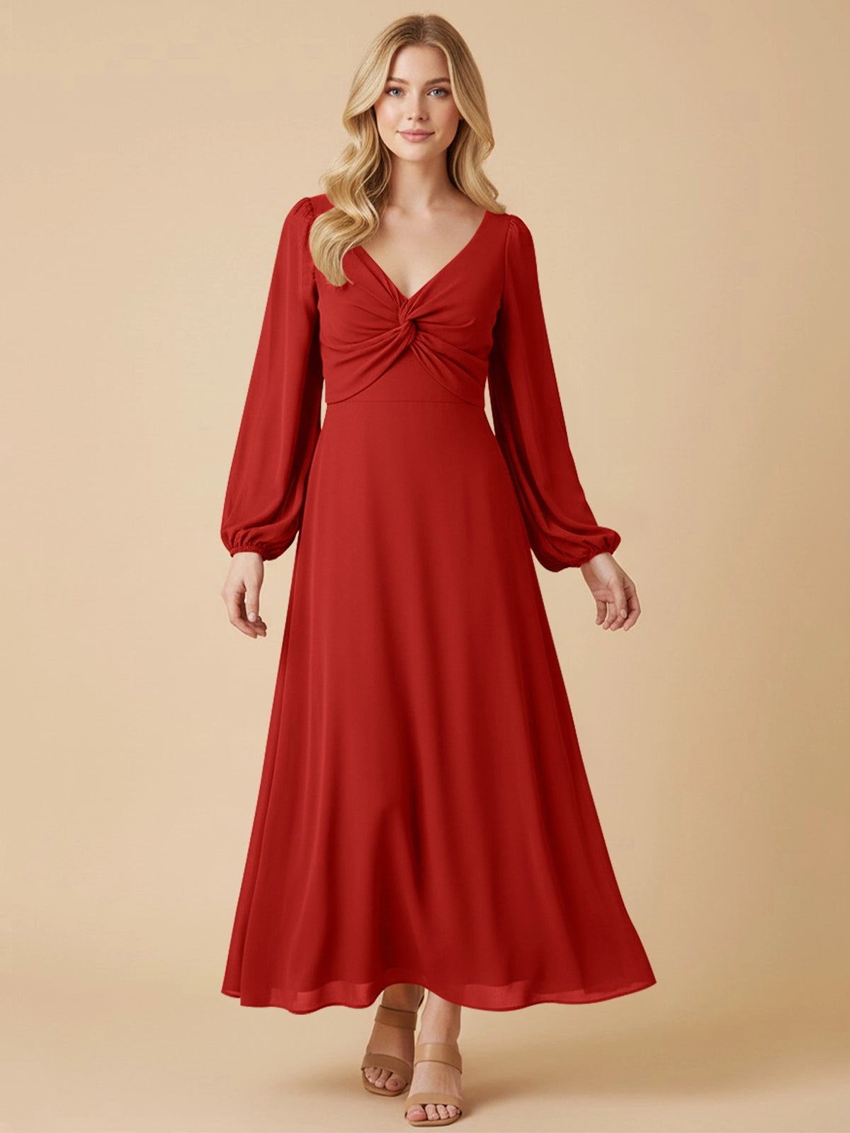 A-line Bridesmaid Dress with Long Sleeves 