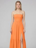 Strapless Bridesmaid Dress with Slit 
