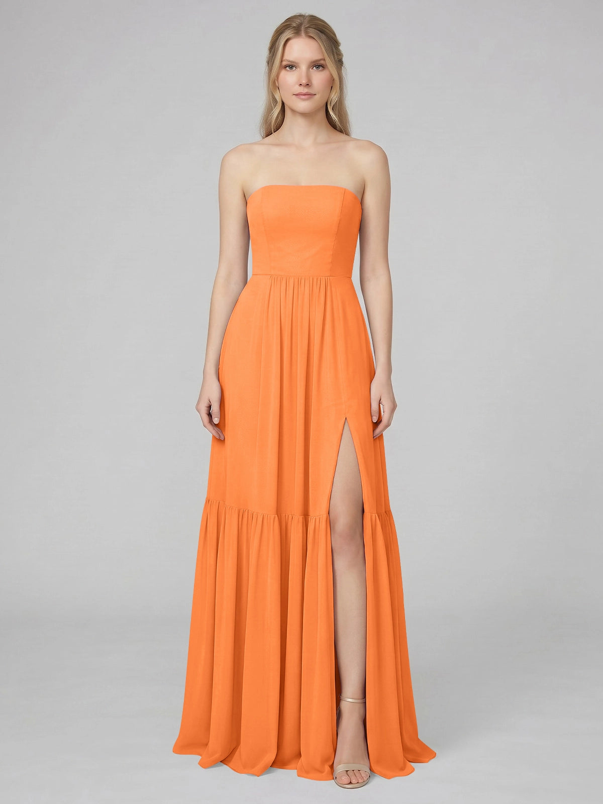 Strapless Bridesmaid Dress with Slit 