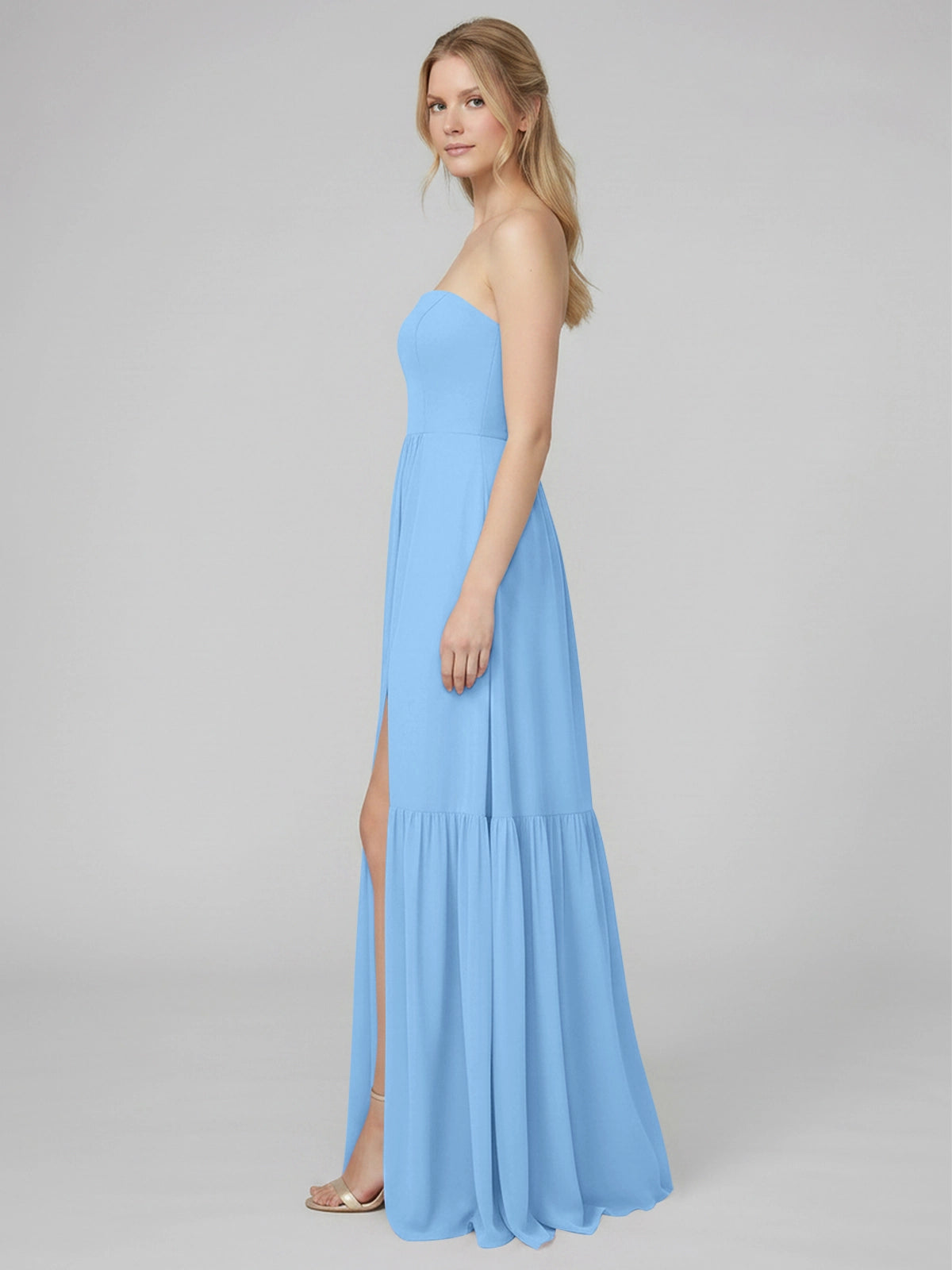 Strapless Bridesmaid Dress with Slit 