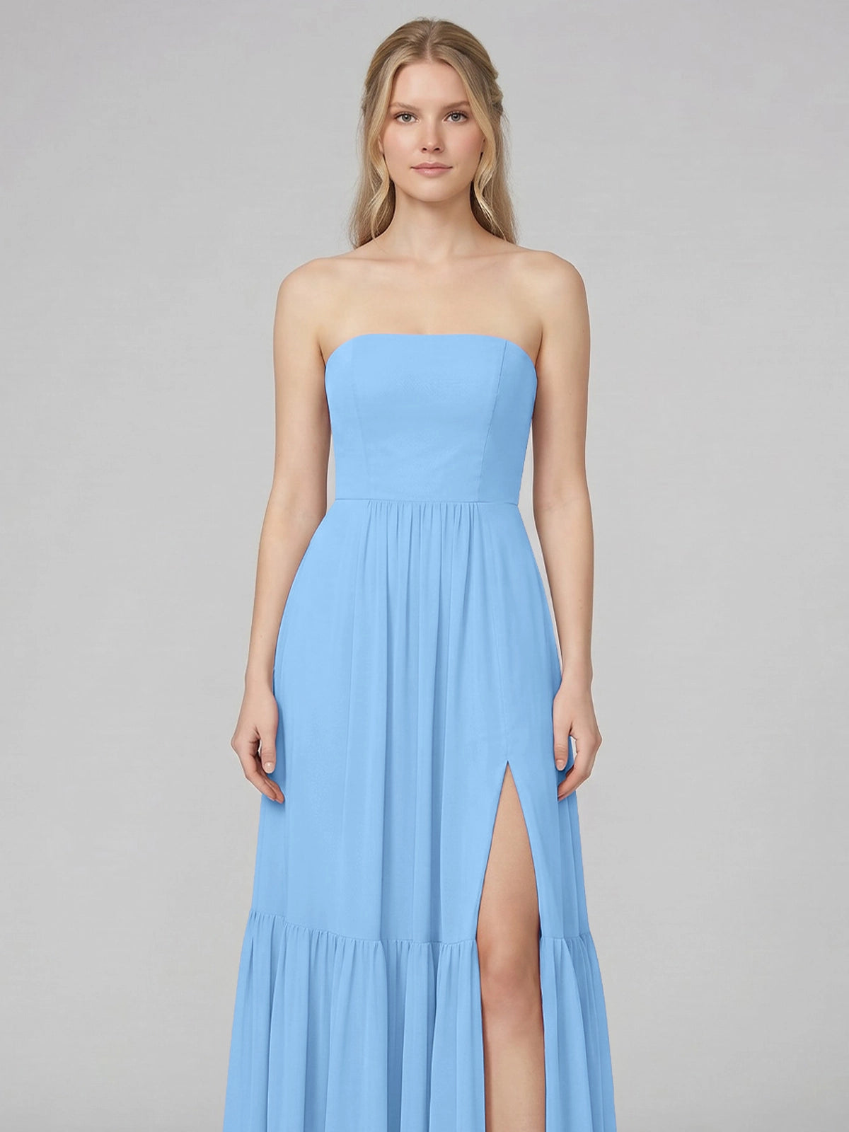 Strapless Bridesmaid Dress with Slit 