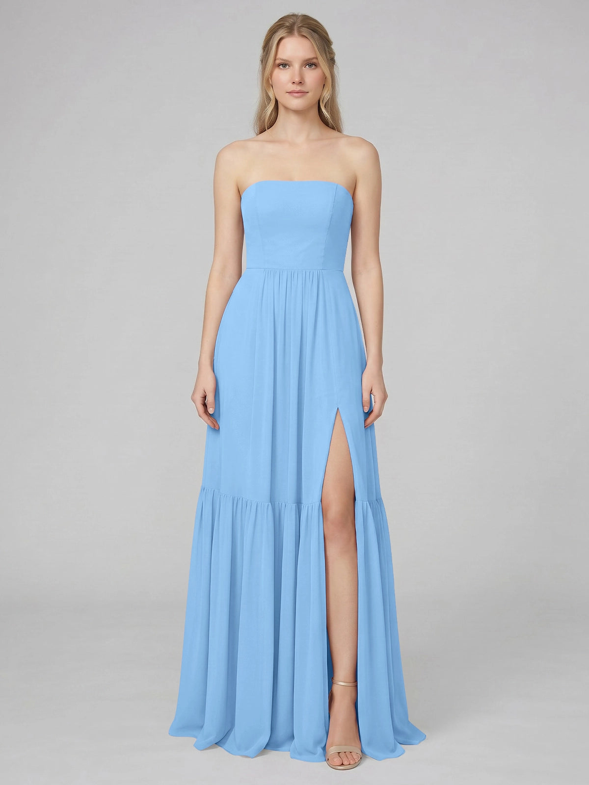 Strapless Bridesmaid Dress with Slit 