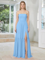 Strapless Bridesmaid Dress with Slit 