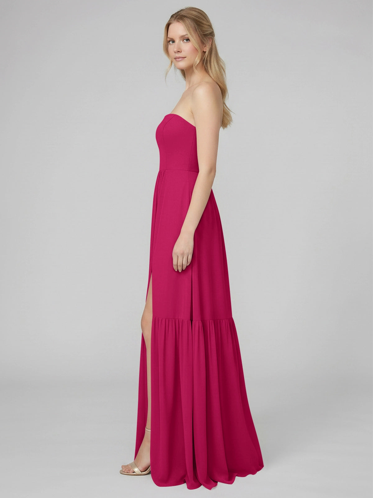 Strapless Bridesmaid Dress with Slit 