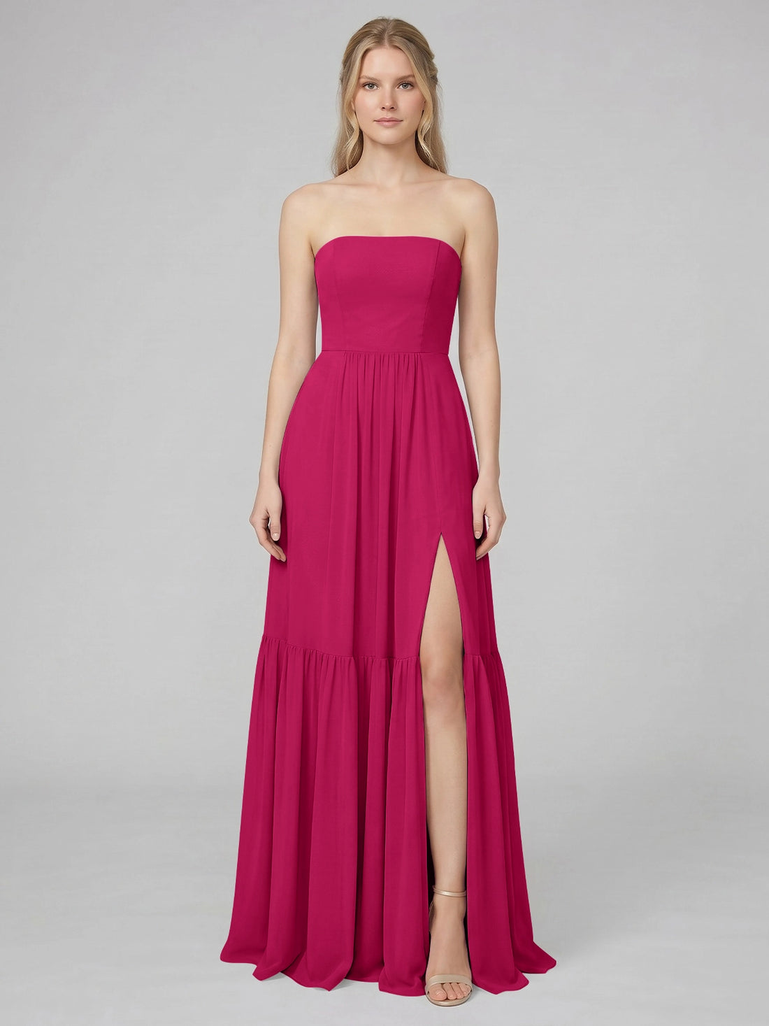 Strapless Bridesmaid Dress with Slit 