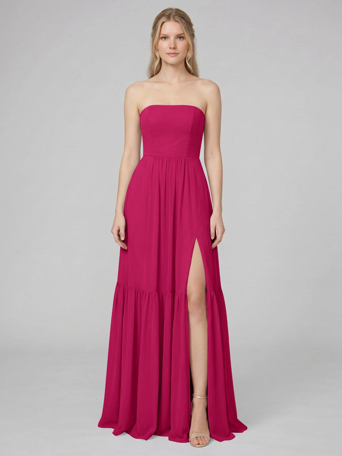 Strapless Bridesmaid Dress with Slit 