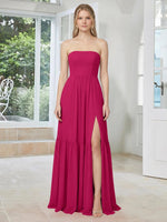 Strapless Bridesmaid Dress with Slit 