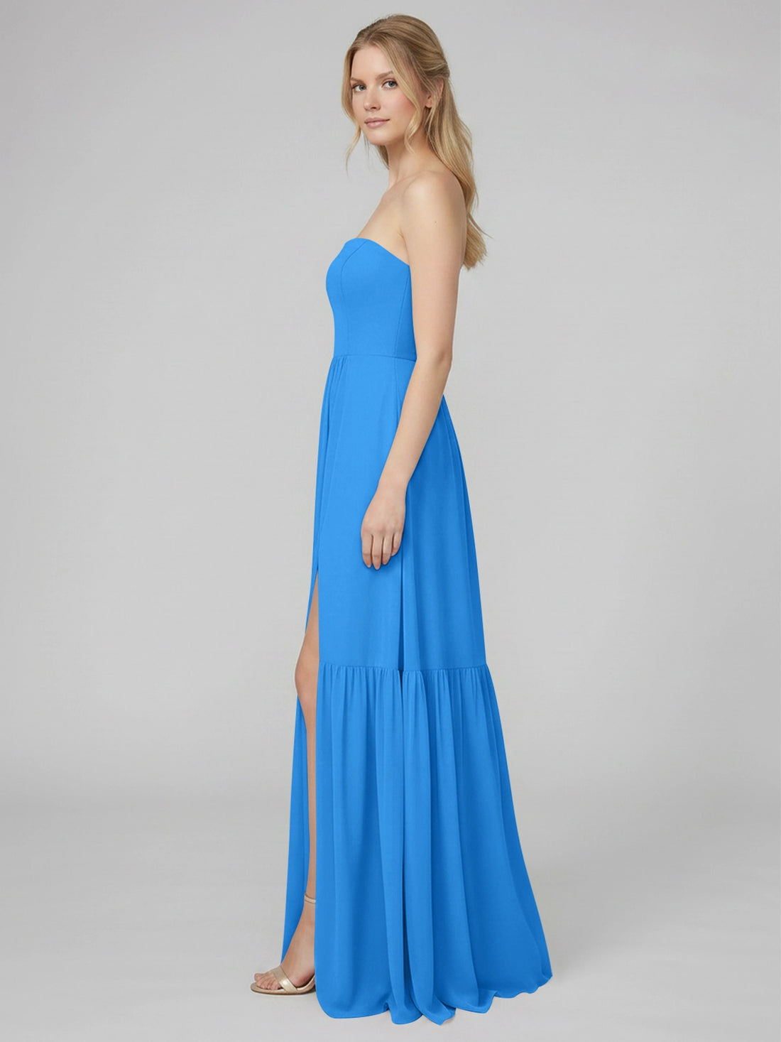 Strapless Bridesmaid Dress with Slit 