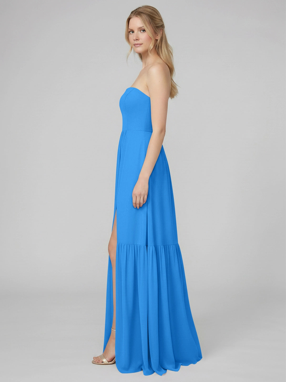Strapless Bridesmaid Dress with Slit 