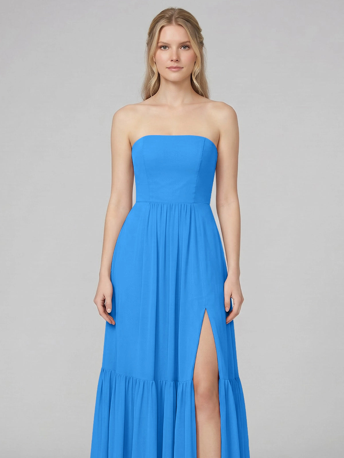 Strapless Bridesmaid Dress with Slit 