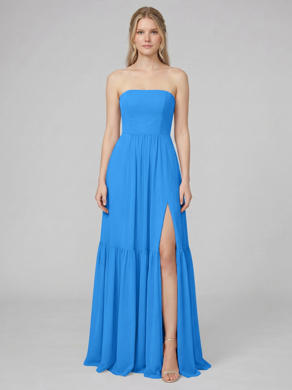 Strapless Bridesmaid Dress with Slit 