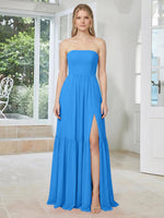 Strapless Bridesmaid Dress with Slit 