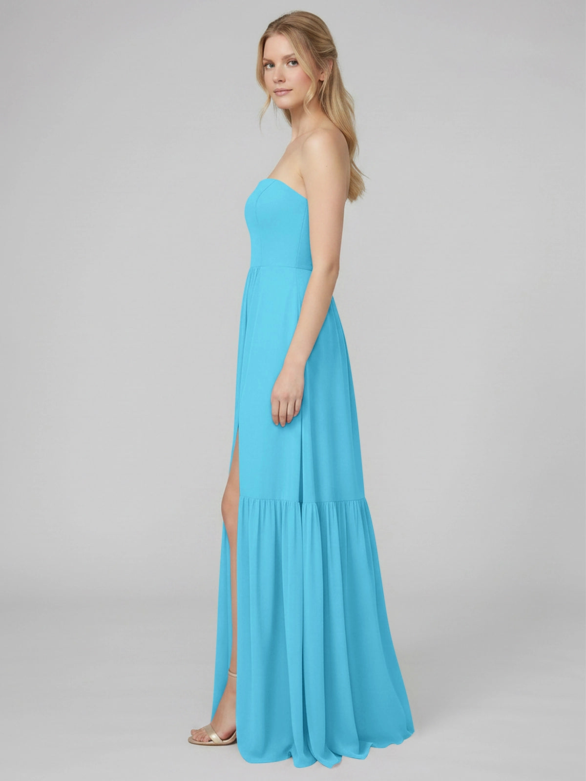Strapless Bridesmaid Dress with Slit 