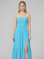 Strapless Bridesmaid Dress with Slit 