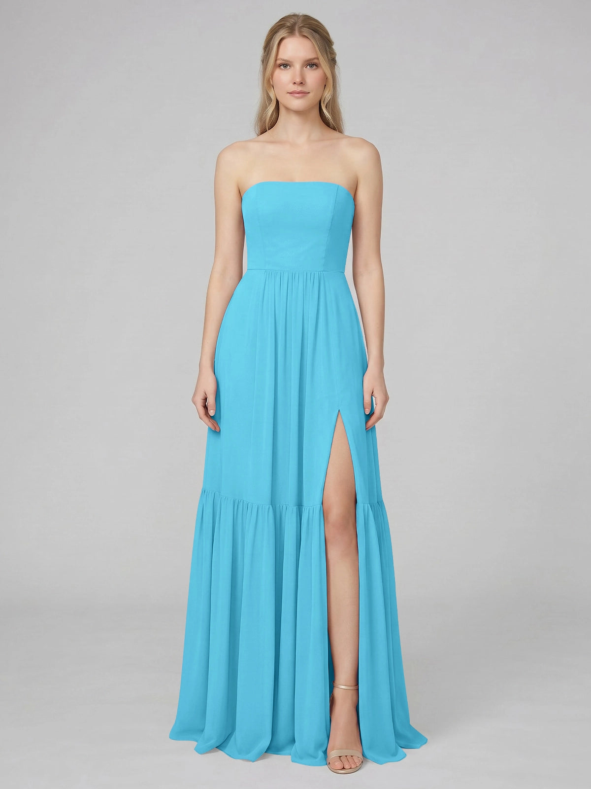 Strapless Bridesmaid Dress with Slit 