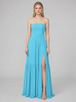 Strapless Bridesmaid Dress with Slit 