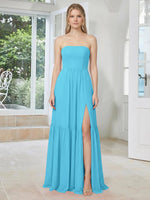 Strapless Bridesmaid Dress with Slit 