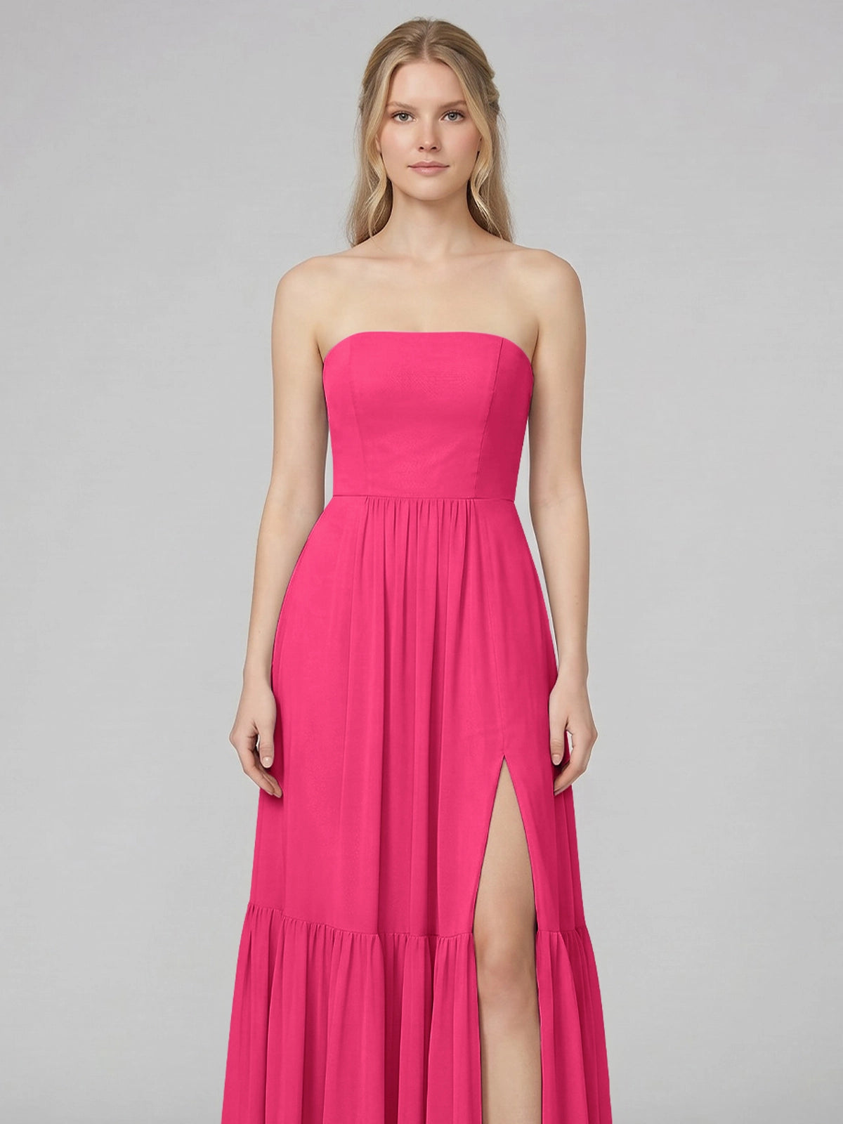 Strapless Bridesmaid Dress with Slit 