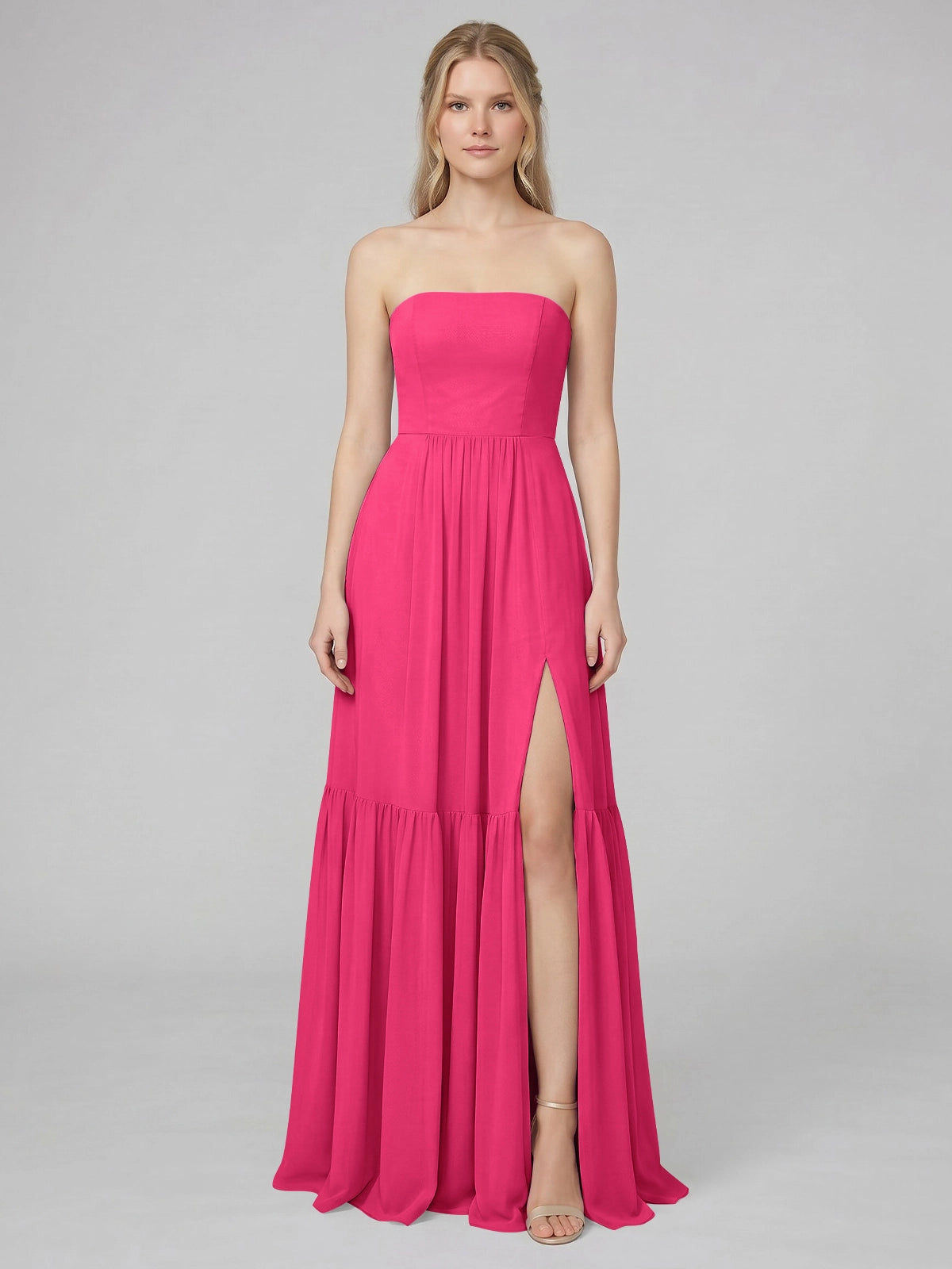 Strapless Bridesmaid Dress with Slit 