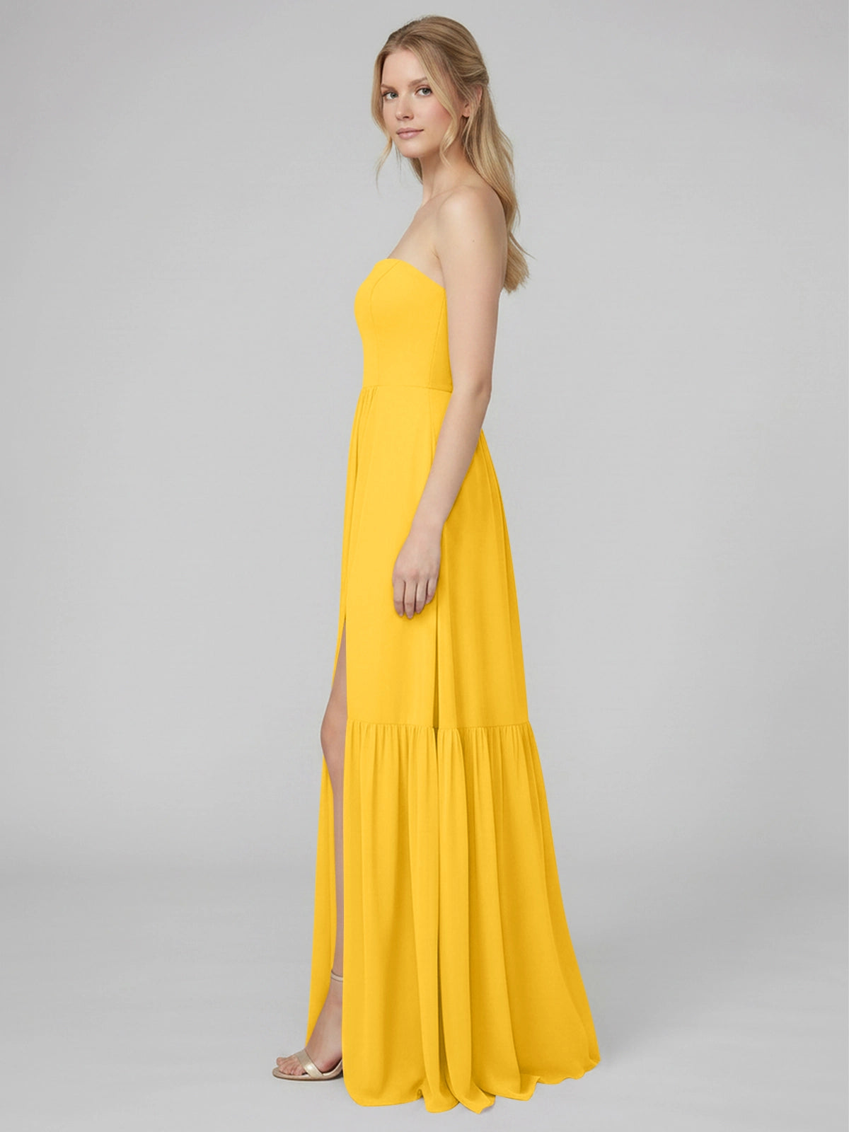 Strapless Bridesmaid Dress with Slit 