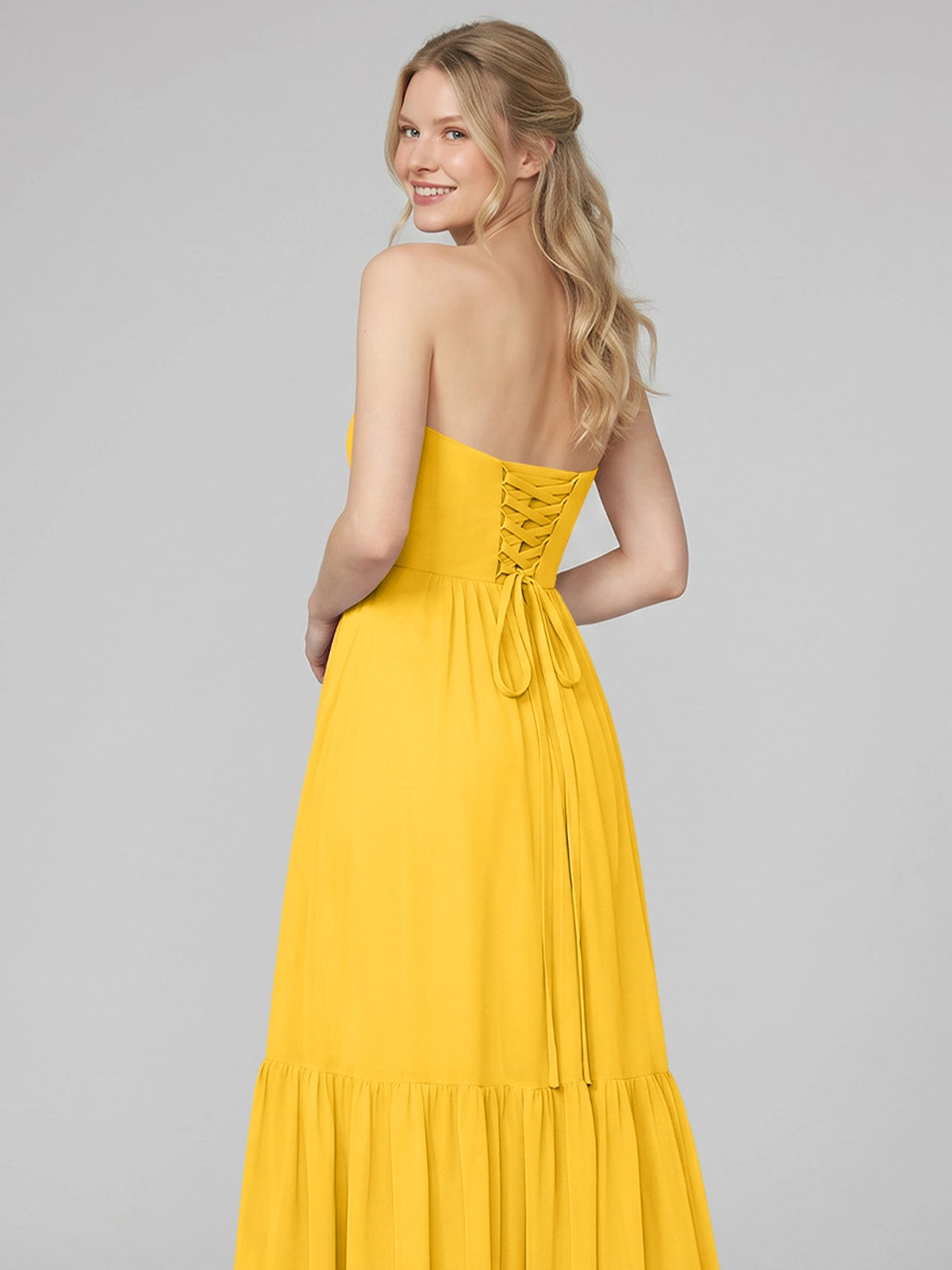 Strapless Bridesmaid Dress with Slit 