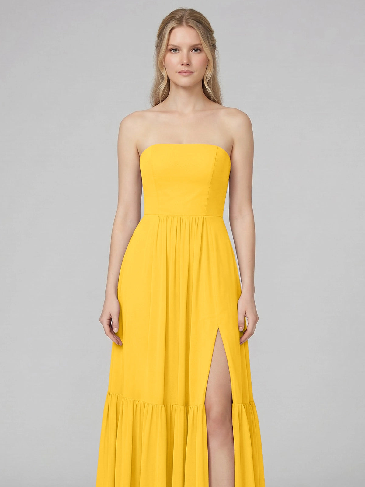 Strapless Bridesmaid Dress with Slit 