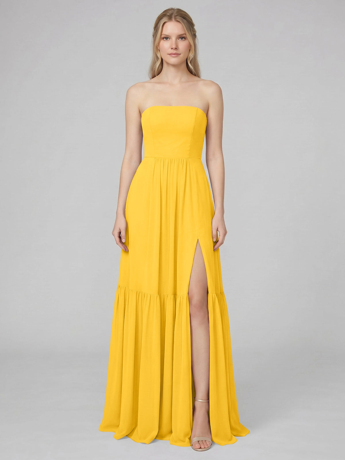 Strapless Bridesmaid Dress with Slit 