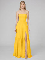 Strapless Bridesmaid Dress with Slit 