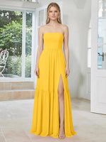 Strapless Bridesmaid Dress with Slit 