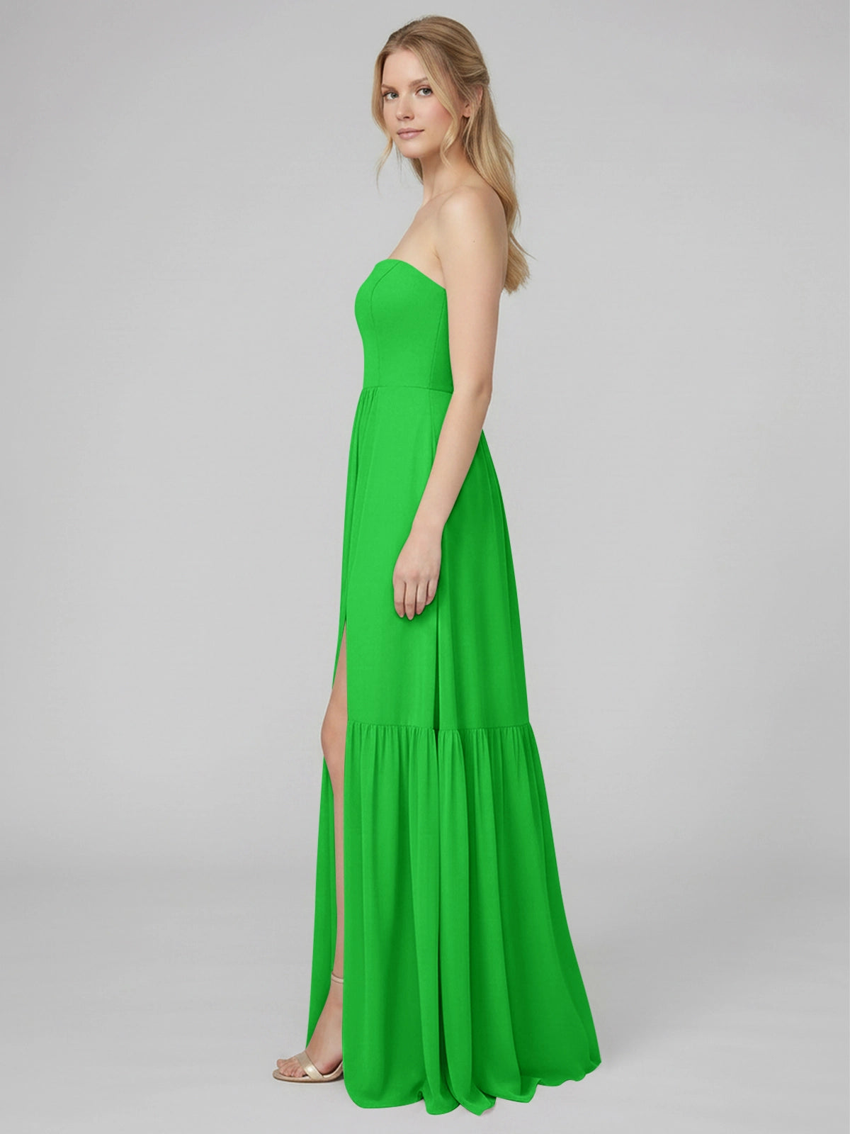 Strapless Bridesmaid Dress with Slit 