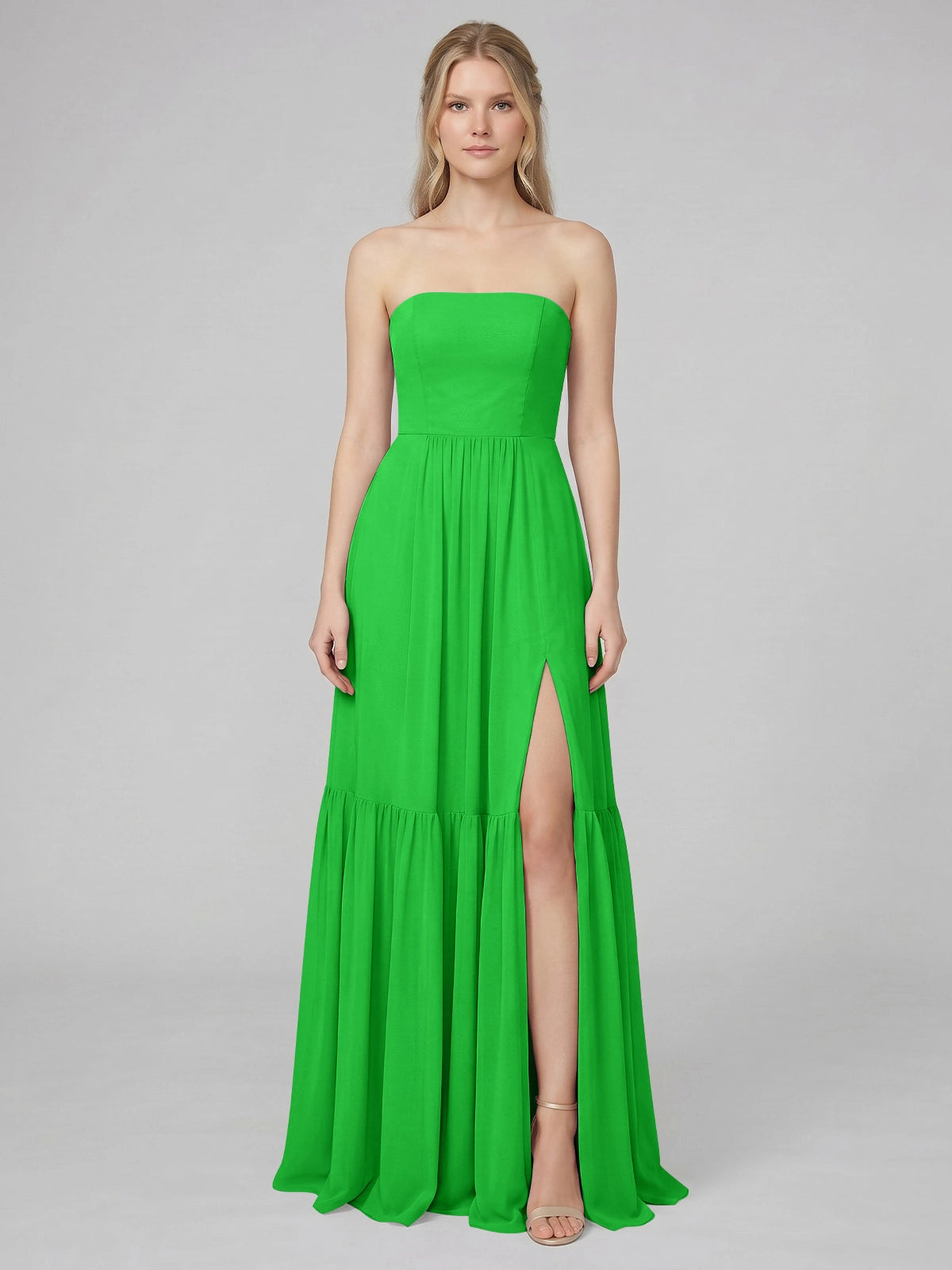 Strapless Bridesmaid Dress with Slit 