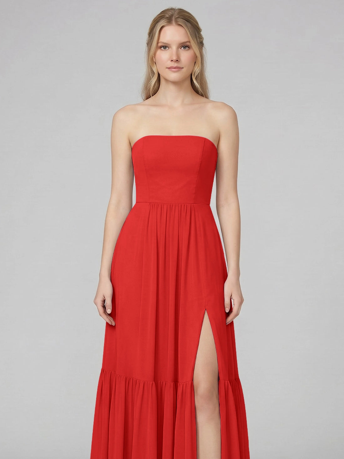 Strapless Bridesmaid Dress with Slit 