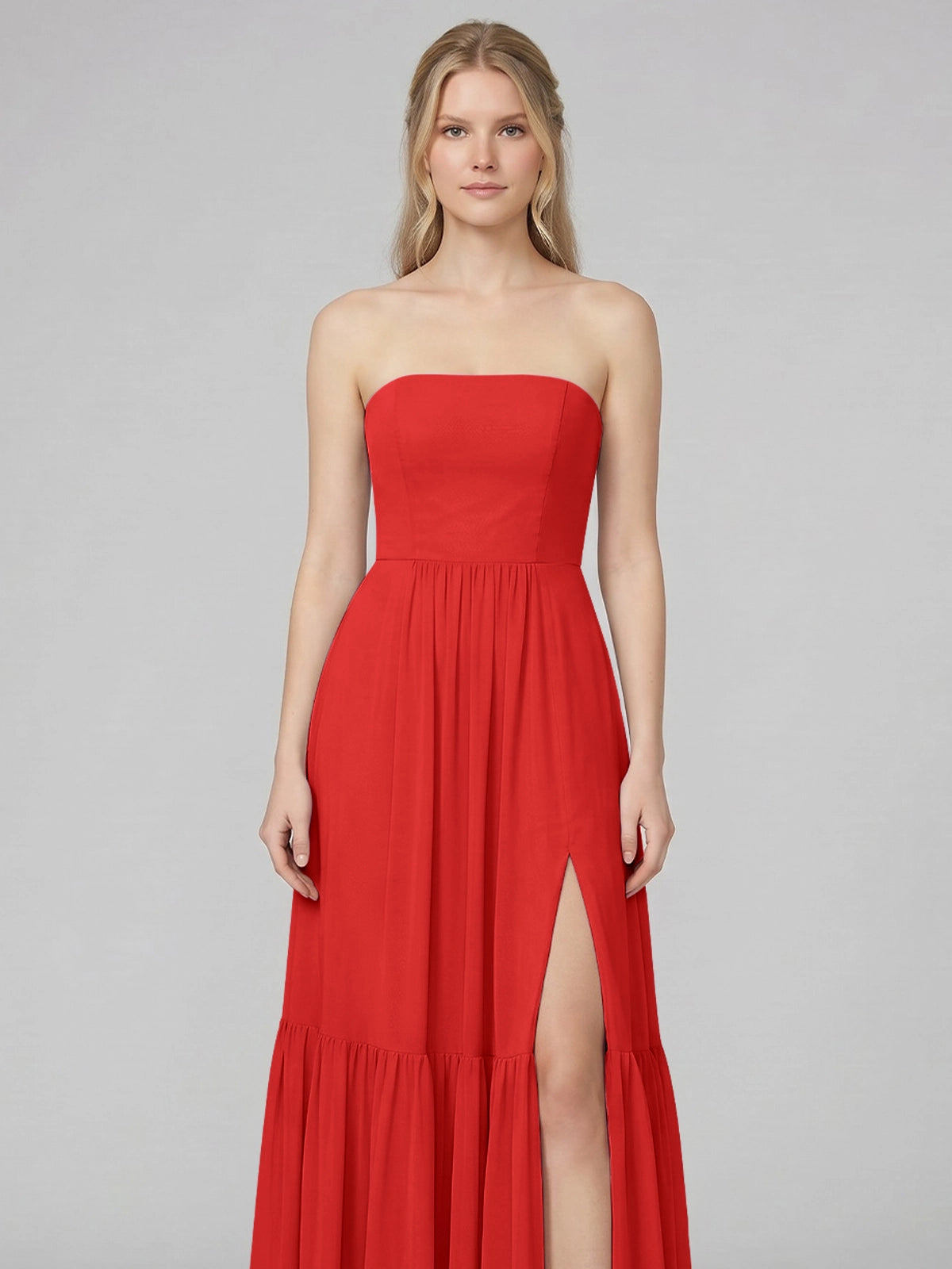 Strapless Bridesmaid Dress with Slit 