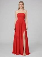 Strapless Bridesmaid Dress with Slit 