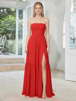 Strapless Bridesmaid Dress with Slit 