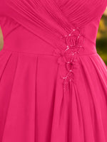 V-neck Pleated Beading Chiffon Dress-Plus Size