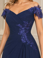 Off-Shoulder Chiffon Sheath Mother of the Bride Dress-Plus Size