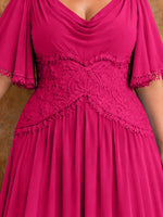 Cowl Neck Mother of the Bride Dress with Applique-Plus Size